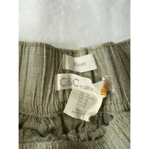 C&C California Linen Cargo Pants in a sage or olive green XL Gorpcore utility - Picture 3 of 12